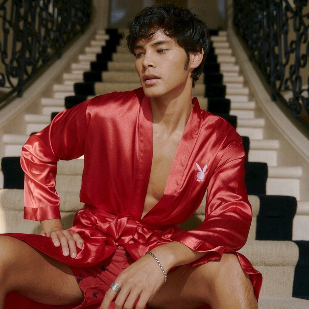 NWT Playboy Red Satin Mansion Robe Size Small